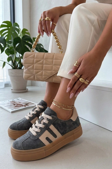 Graue Leder-Schuhe mit... 2