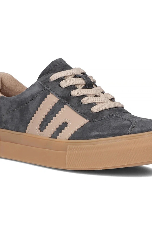 Graue Leder-Schuhe mit Plateau Filippo