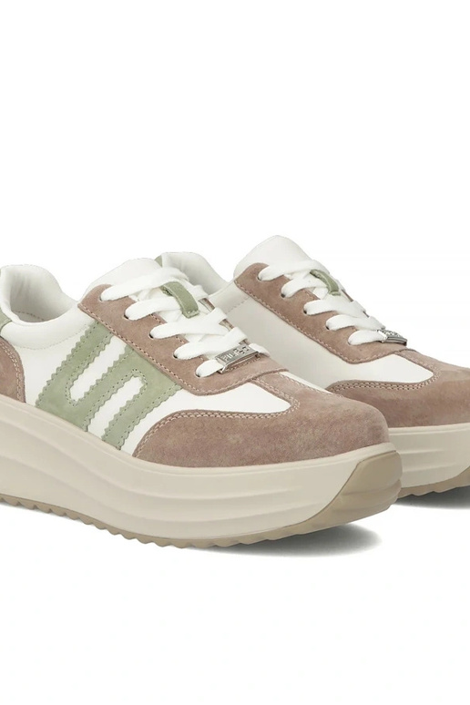 Bottines en cuir sable à plateforme...