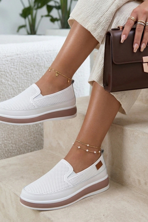 Witte leren halfhoge schoenen Cambell