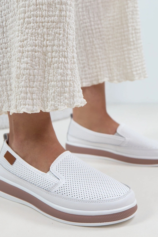 Witte leren halfhoge schoenen Cambell