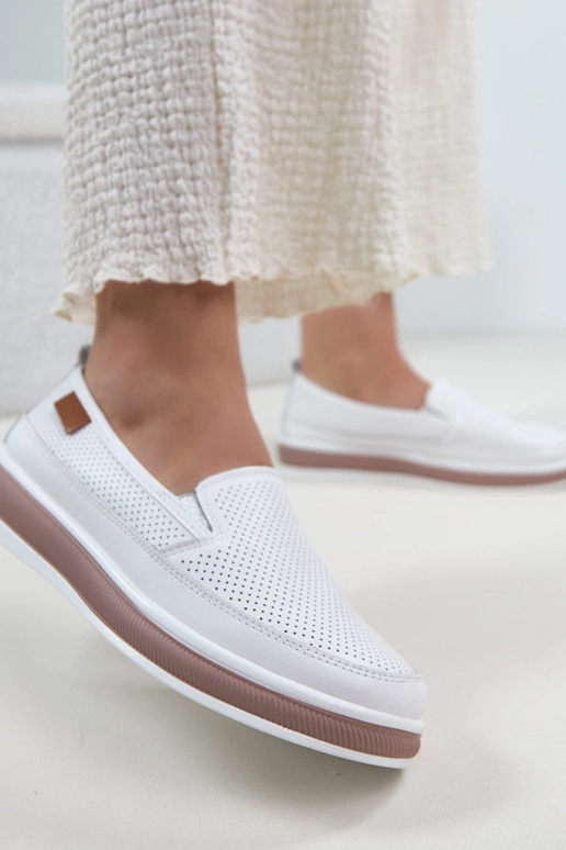 Witte leren halfhoge schoenen Cambell