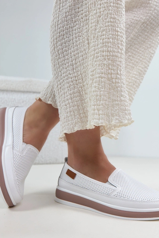 Witte leren halfhoge schoenen Cambell