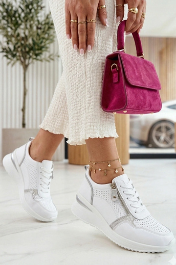 Bottines en cuir blanches avec talon caché Cambell