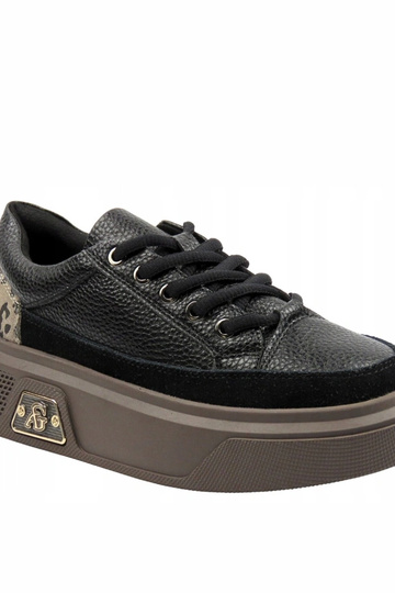 Baskets en cuir noir avec plateforme Cambell 2