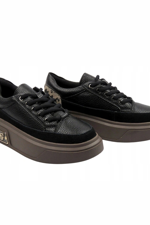 Baskets en cuir noir avec plateforme...