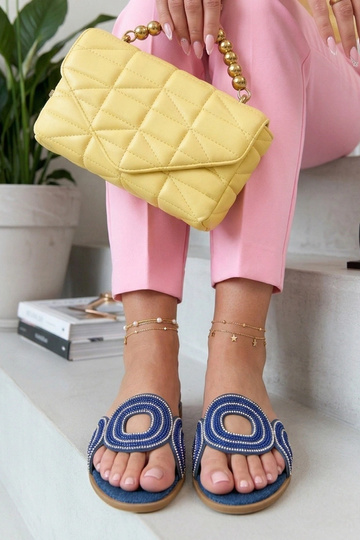 Dunkelblaue Clogs mit Strasssteinen Olivia 2
