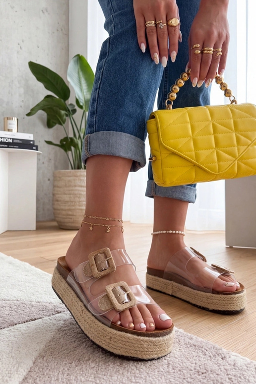 Chaussons marron transparents à...