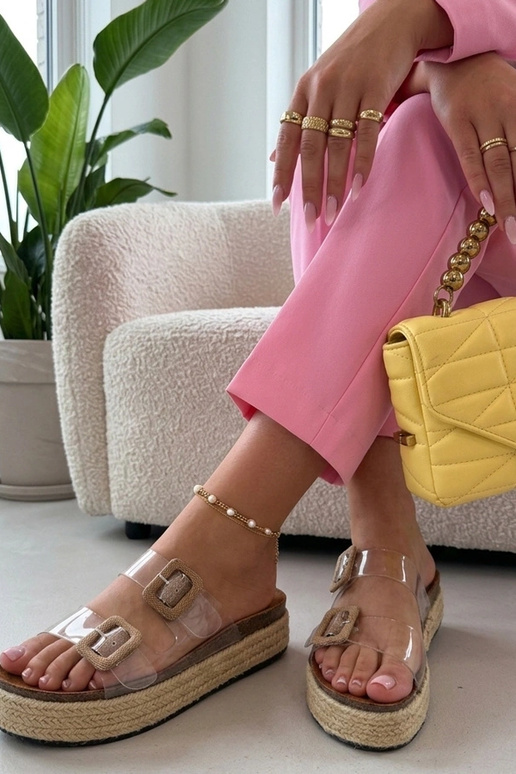 Chaussons marron transparents à...