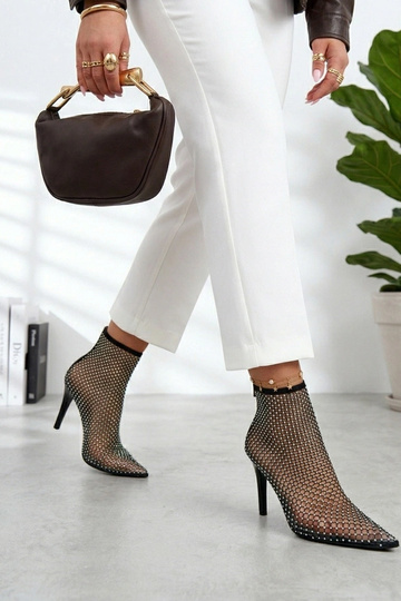 Chaussures à talons en résille noires avec zircon Harper 2