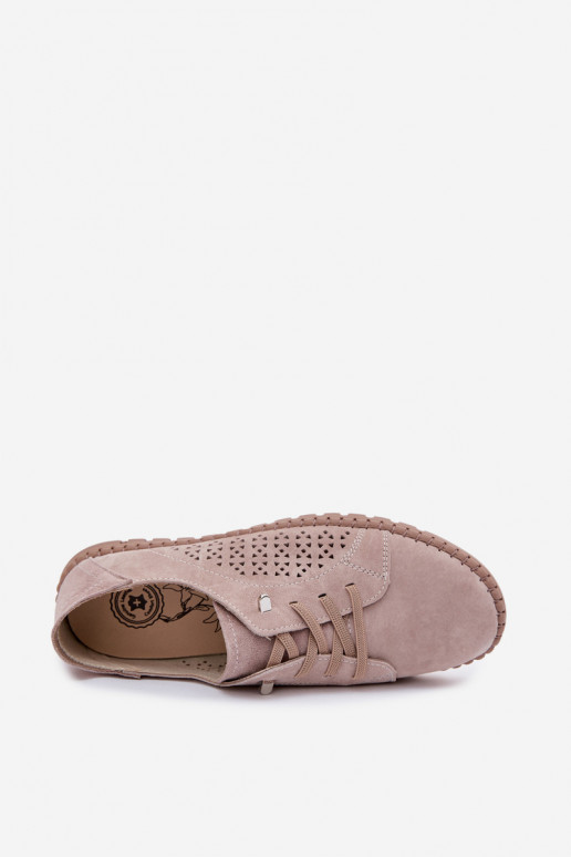 avec des éléments ajourés chaussures FémininActivéturalnego en daimu beige Feliva
