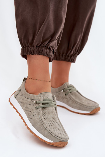 Chaussures pour femmes en daim naturel vert Amela 2