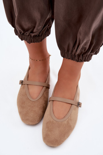 Ballerines avec brides en daim synthétique sable Felora