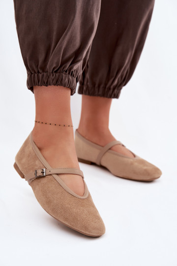 Ballerinas met riemen van eco-suèdeoIne beige Felora 2