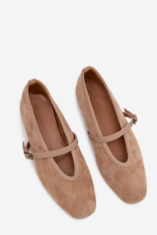 Ballerinas met riemen van eco-suèdeoIne beige Felora