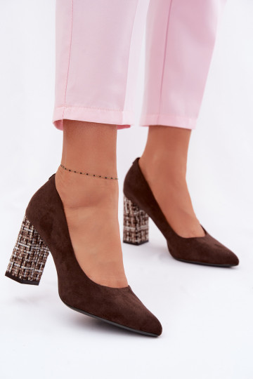 Wildleder-Schuhe mit stylischem Absatz Sergio Leone PB216 in Schokoladenfarbe 2