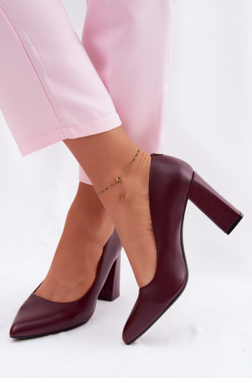 Chaussures avec des talons en cuir écologique Sergio Leone PB216 Bourgogne 2