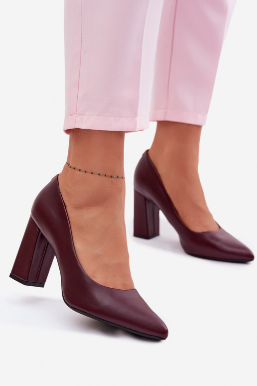 Chaussures avec des talons en cuir écologique Sergio Leone PB216 Bourgogne