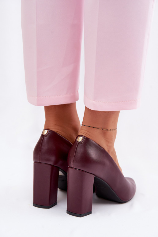 Chaussures avec des talons en cuir écologique Sergio Leone PB216 Bourgogne