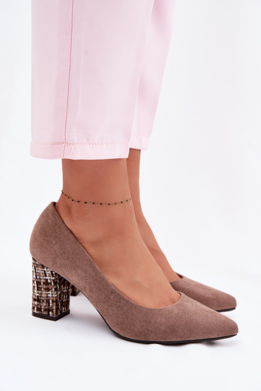 Schuheaus Öko-INildlederu mit stylischem Absatz Sergio Leone PB414 braune Farbe