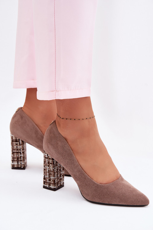 Suede schoenen met een stijlvolle hak Sergio Leone PB216 bruine kleur