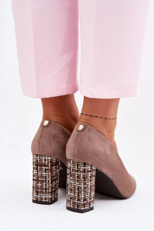 Chaussures en daim avec un talon élégant Sergio Leone PB216 marron