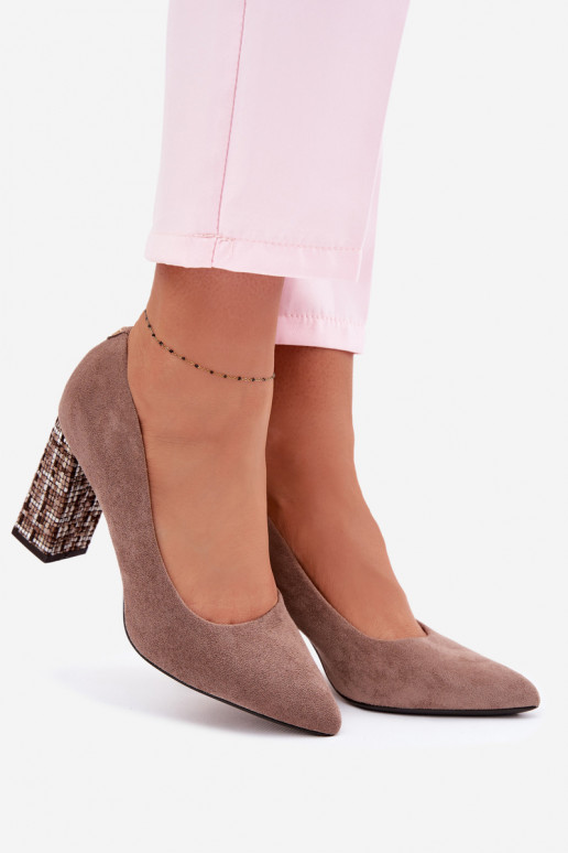 INildlederschuhe mit stylischem Absatz Sergio Leone PB216 braune Farbe