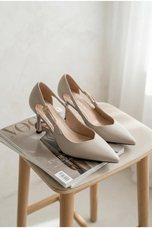 High Heels mit Ausschnitten und Schnallen Vinceza 62288 grau