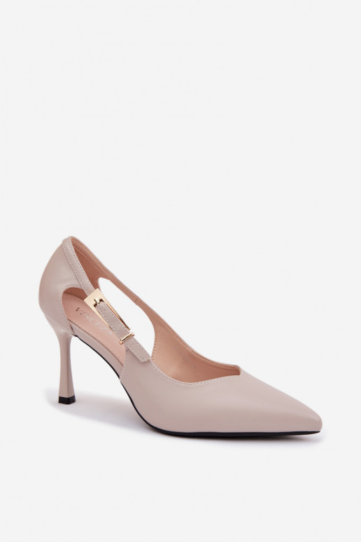 High Heels mit Ausschnitten und Schnallen Vinceza 62288 grau