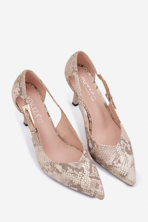 chaussures à talons hauts Avec découpes I Złotą avec boucles Vinceza 62288 modèles de serpent