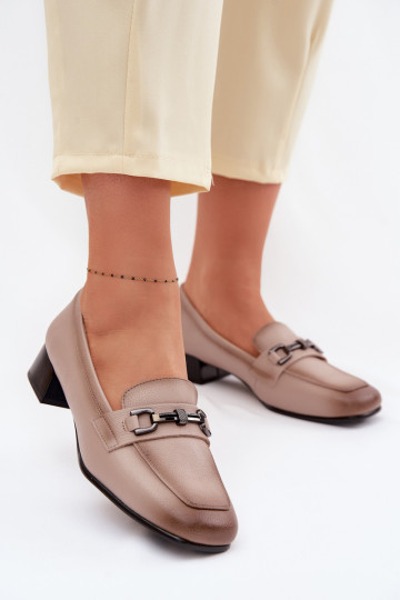 Bottes en cuir pour femme à talon bloc avec ornements Vinceza 39978 couleur sable