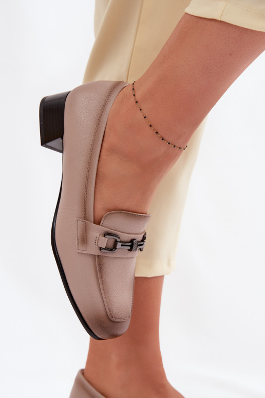 Leer schoenen Dames Op Klok met ornamenten Vinceza 39978 beige