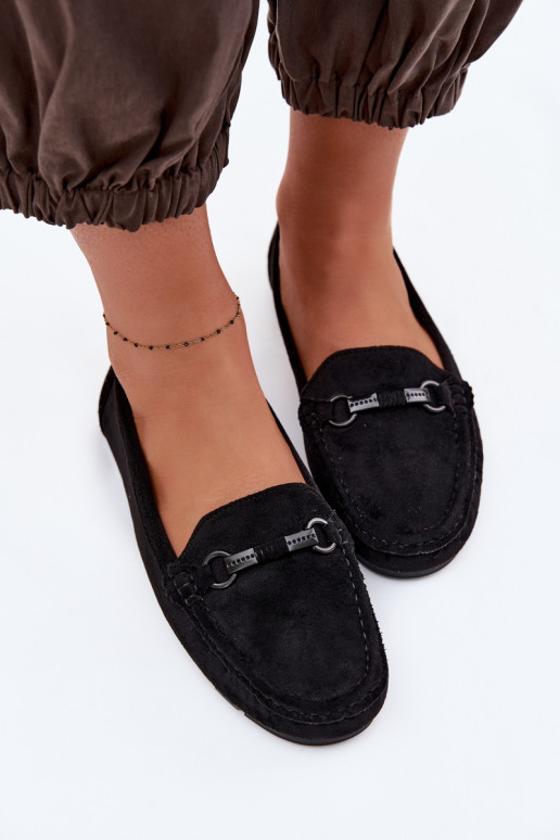 Mocassins Appartement pour femmes couleur noire Olisa