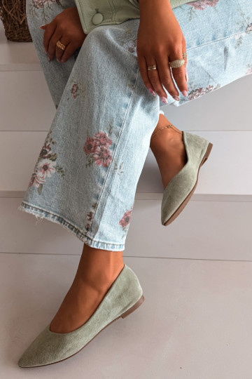 Ballerinas gelijk aanvan eco-suèdeu groene kleur Lelisa