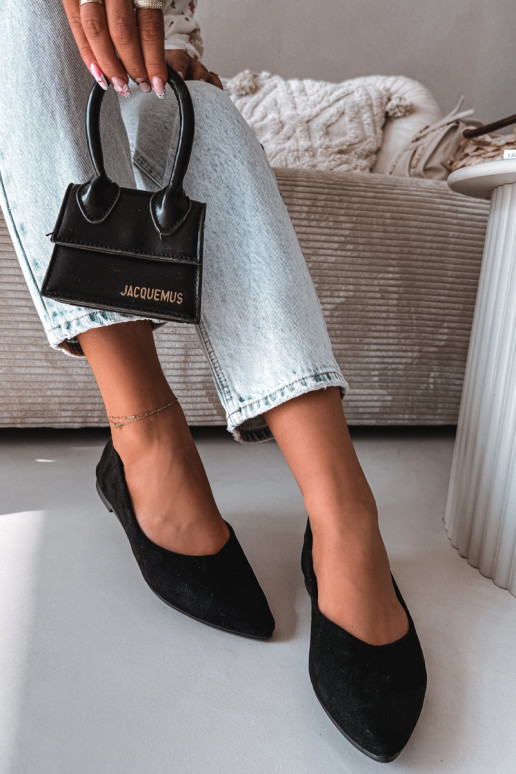 Ballerines isocèleen daim écologiqueu couleur noire Lelisa