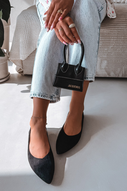 Ballerinas gleichschenkligaus Öko-INildlederu schZuarze Farbe Lelisa