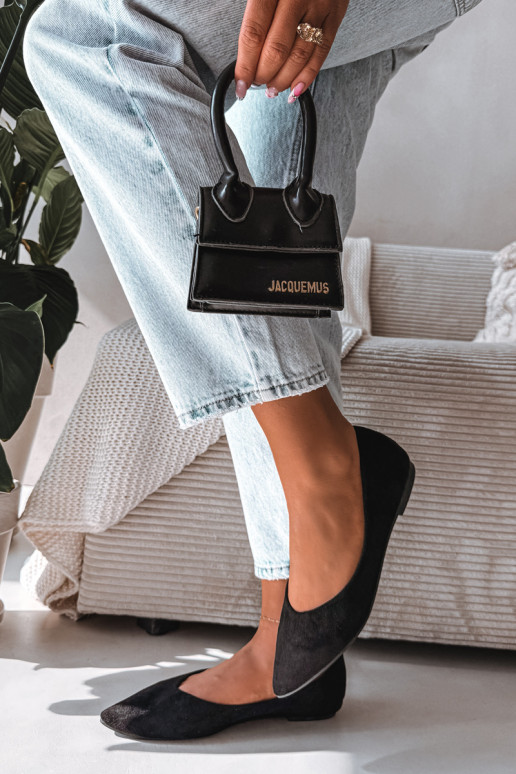 Ballerines isocèleen daim écologiqueu couleur noire Lelisa