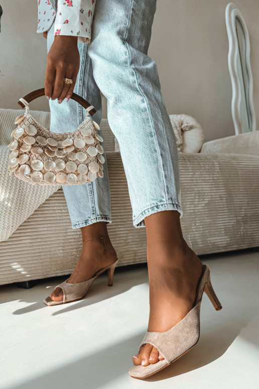 Damenhausschuhe Ermöglicht Smukłym Obcasie Beige Revina