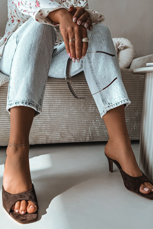 Damespantoffels Op Smukłym Obcasie CzekoladoIne Revina