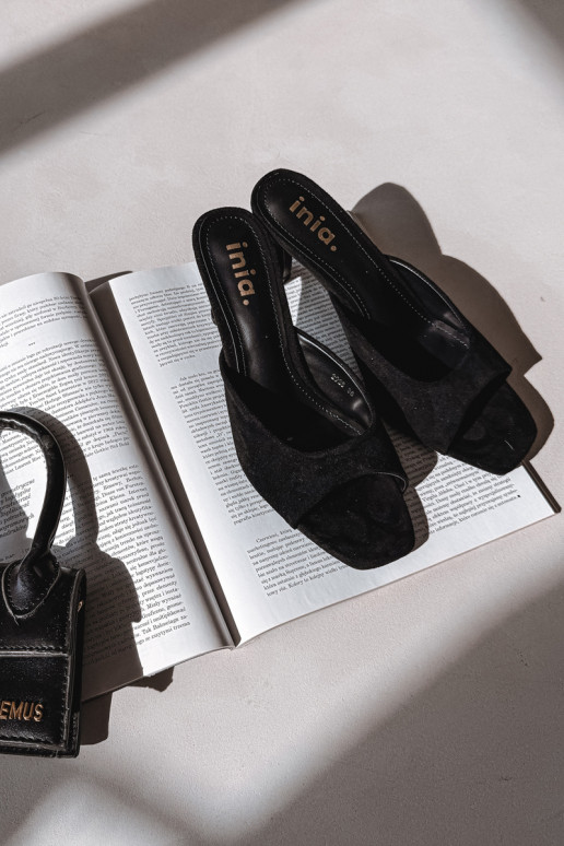 Damenhausschuhe Ermöglicht Smukłym Obcasie schZuarze Farbe Revina