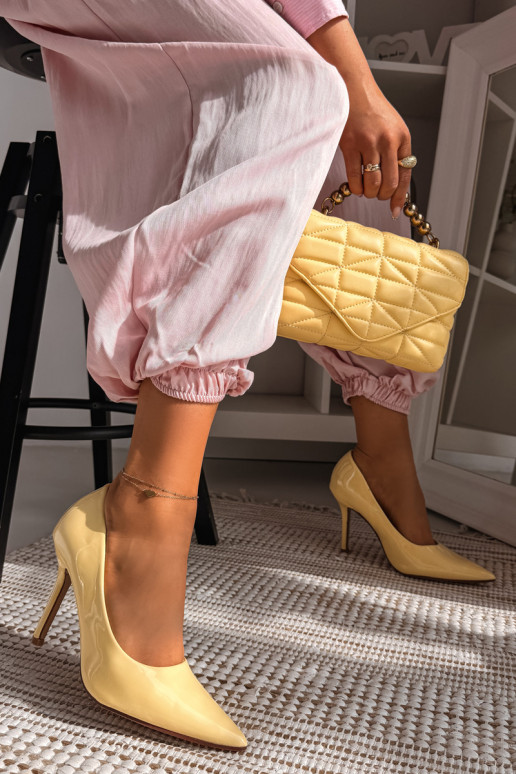Klassieke gelakte stilettosImitacji Skóry geel Odira