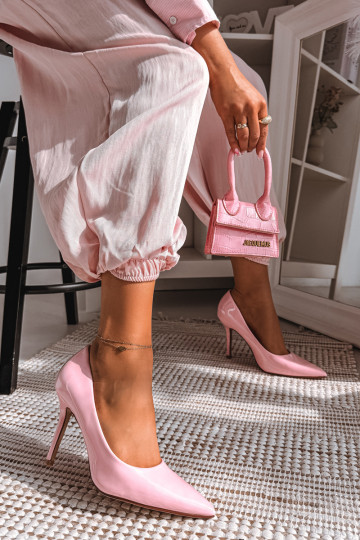 Talons aiguilles vernies classiques en simili cuir rose Odira