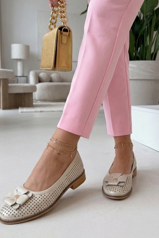 Ballerines en cuir doré ajouré Cambell