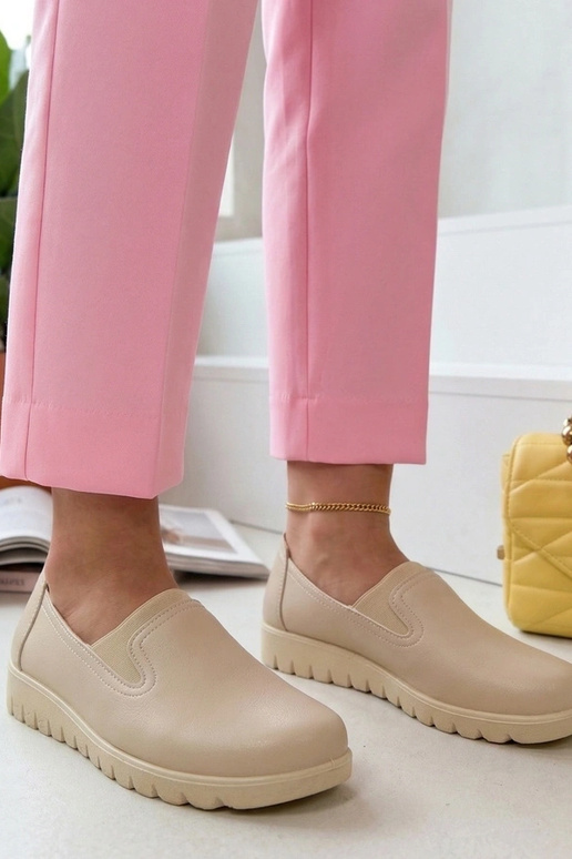 Zandkleurige instap enkellaarsjes met...
