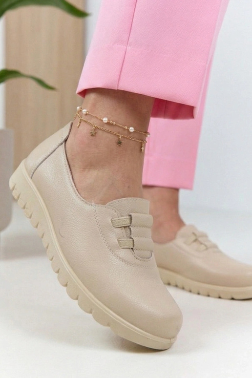 Sandfarbene Halbschuhe mit niedrigem...