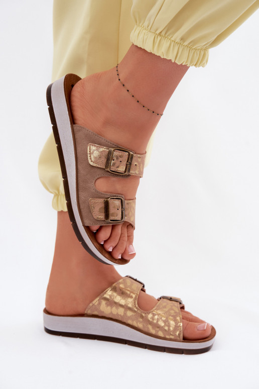 Damespantoffels met gespen Inblu CP000063 beige