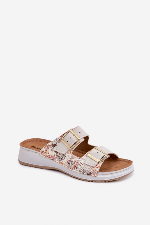 Pantoufles pour femmes avec boucles Inblu SD000001 couleur ivoire