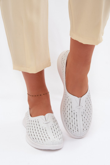 Damen-Ausschnitt-Lederschuhe Eliva weiß