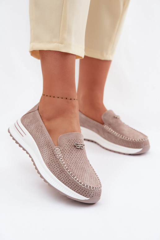 dames mocassinsOpturalnego van suèdeu beige Demela