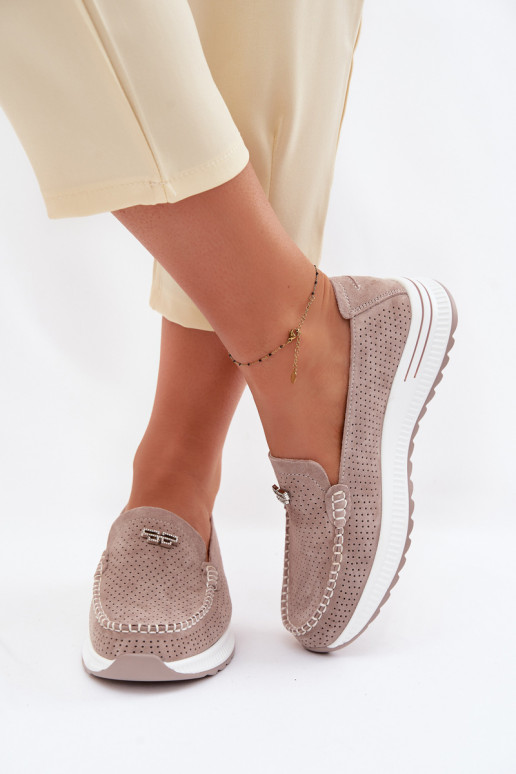 dames mocassinsOpturalnego van suèdeu beige Demela
